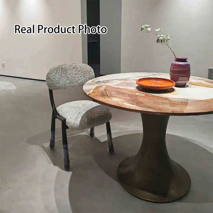 Traditional Vintage Arc Soft Fluffy Carbon Steel Snowflake Velvet Sponge Dining Chair Backrest Armless For Dining Room