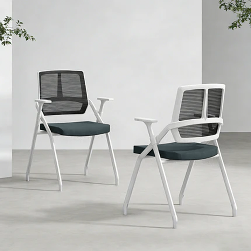 Modern Ergonomic Folding Office Chair - Rectangular Nesting Desk Chair With Flip-up Seat & 2D Armrests For Home Office