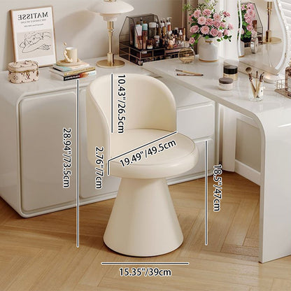 Contemporary Nordic Round Chenille Solid Wood 360°Swivel Vanity Stool Backrest Armless For Bedroom