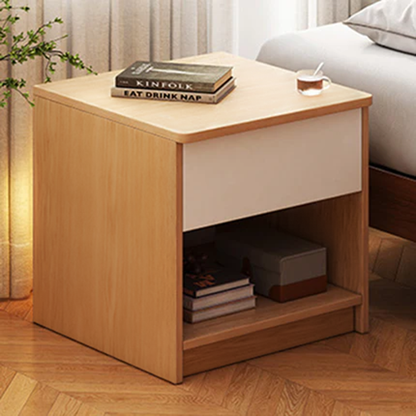 Modern Minimalist Rectangular Medium Density Fiberboard Nightstand 1-Drawer For Bedroom