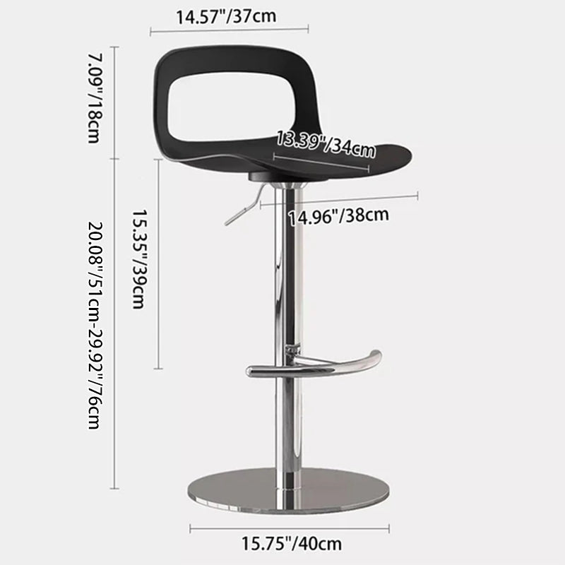 Modern Minimalist Square Rectangular PP Stainless Steel Swivel Height-adjustable Bar Stool Backrest Armless For Dining Room & Kitchen