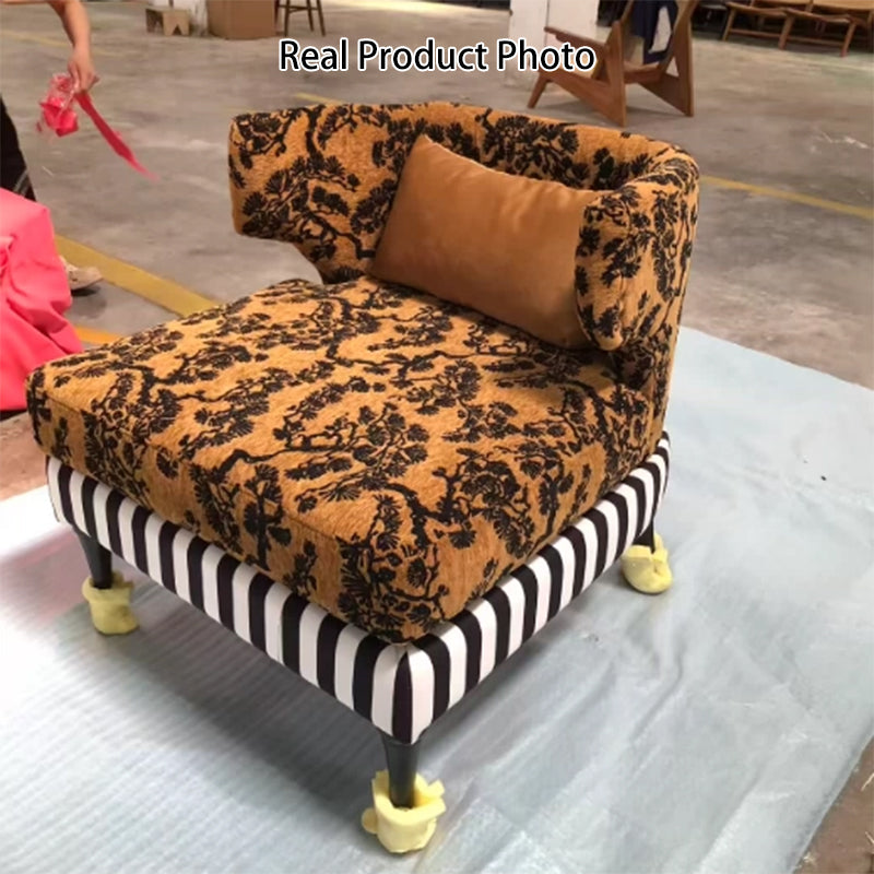 Traditional Vintage Rectangular Velvet Upholstered Solid Wood Accent Chair Backrest Armrest For Living Room