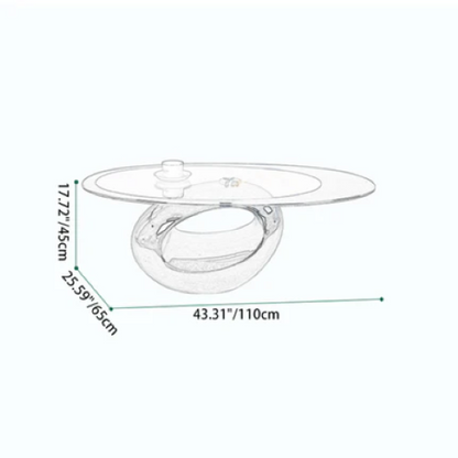 Modern Minimalist Round Hollow Design ABS Tempered Glass Coffee Table 2-Tier For Living Room