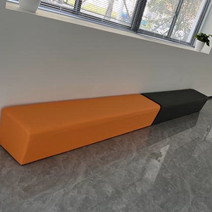 Modern Minimalist Solid Wood Faux Leather Rectangular Bench Backless For Entryway