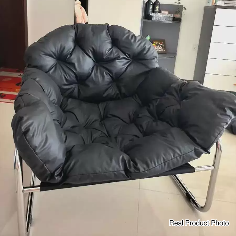 Contemporary Nordic Detachable Rectangular Carbon Steel Cat Scratching Leather Sponge Plush Cotton Ergonomics Accent Chair Backrest Armrest For Living Room