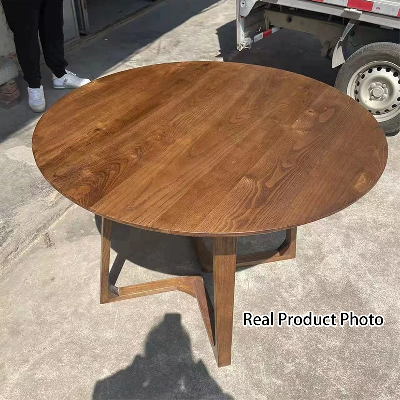 Contemporary Nordic Round Rubberwood Dining Table For 4 Seats