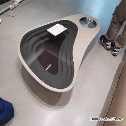 Modern Luxury Unique-Shaped Plywood Glass Stainless Steel Coffee Table For Living Room