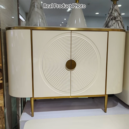 Modern Minimalist Round Rectangular Medium Density Fiberboard Stainless Steel Stone Slab Console Table 1-Cabinet For Entryways