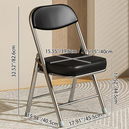 Modern Minimalist Square PU Leather Carbon Steel Foldable Desk Chair Backrest For Home Office
