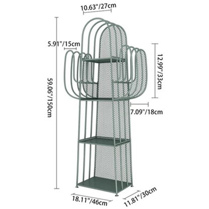 Modern Minimalist Cactus-Shaped Iron Bookshelves 4-Tier Artistic Durability For Living Room
