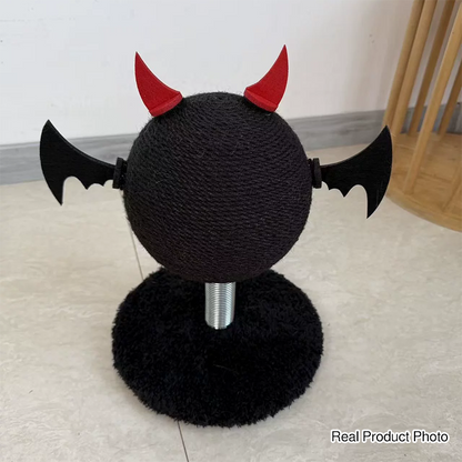 Contemporary Creative Cartoon Devil Bat Hemp Rope Spring-Mounted Cat Scratcher 1-Scratching Post For Living Room