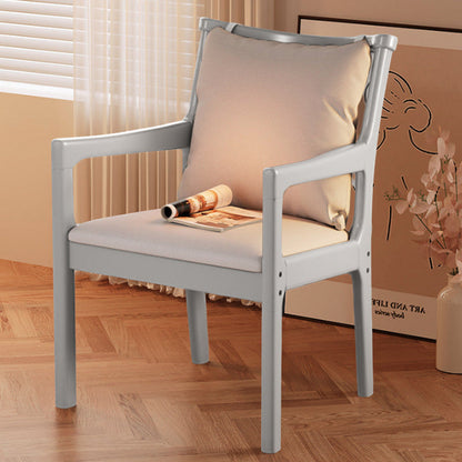 Modern Minimalist Rectangular Rubberwood Synthetic Fabric Sponge Dining Chair Backrest Armrest For Dining Room