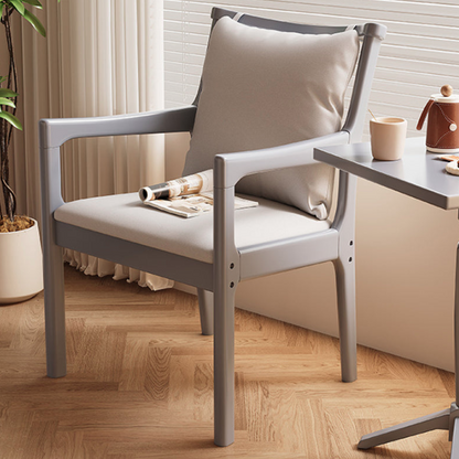 Modern Minimalist Rectangular Rubberwood Synthetic Fabric Sponge Dining Chair Backrest Armrest For Dining Room