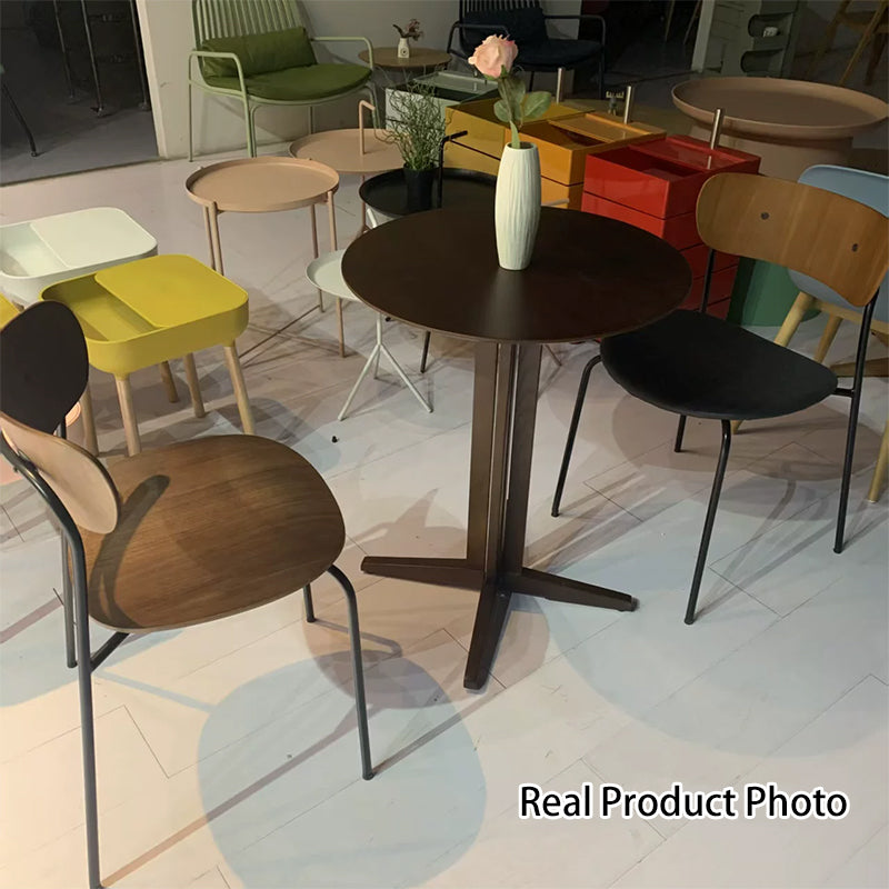 Contemporary Nordic Round MDF Oak Wood Dining Table For 2-3 Seats