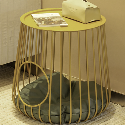 Modern Minimalist Cylindrical Rectangular Hollow Design Iron Tech Fabric Cat Bed For Bedroom