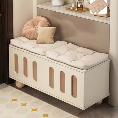 Contemporary Nordic MDF Multi-Function Shoe Bench 2-Tier Shoe Organizer Rack For Entryway
