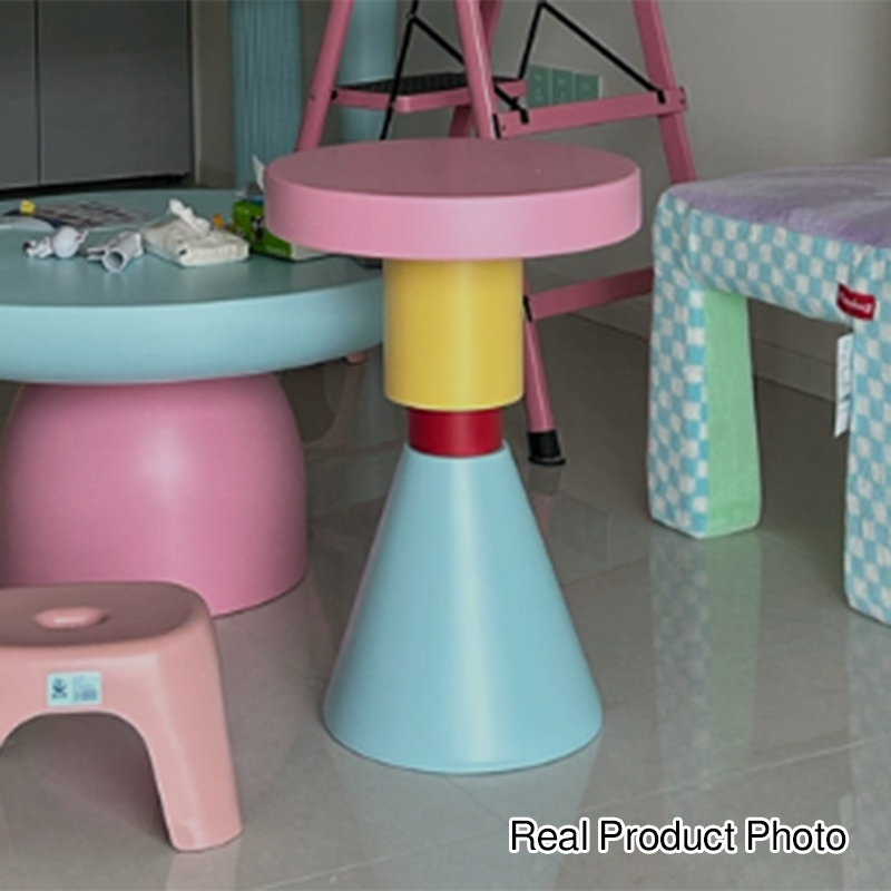 Contemporary Creative Plywood Round Kids End Table 1-Tier For Living Room