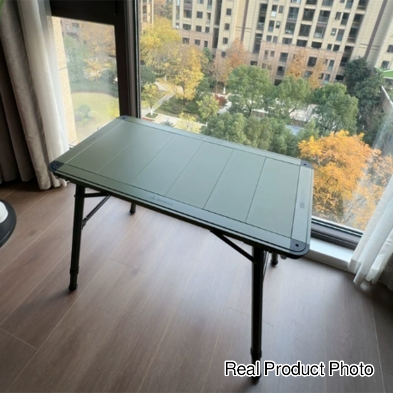 Modern Minimalist Aluminum Nylon Rectangular Height Adjustable Portable And Modular Outdoor Dining Table 1-Tier For Outdoor Patio