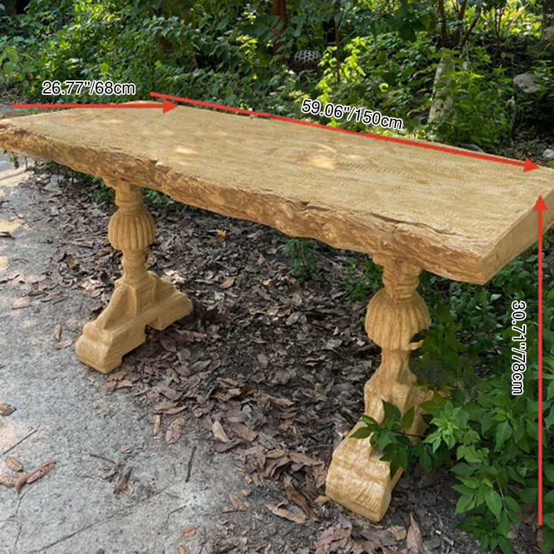 Traditional Vintage Rectangular Magnesium Oxide Outdoor Coffee Table 2-Leg Durable For Garden