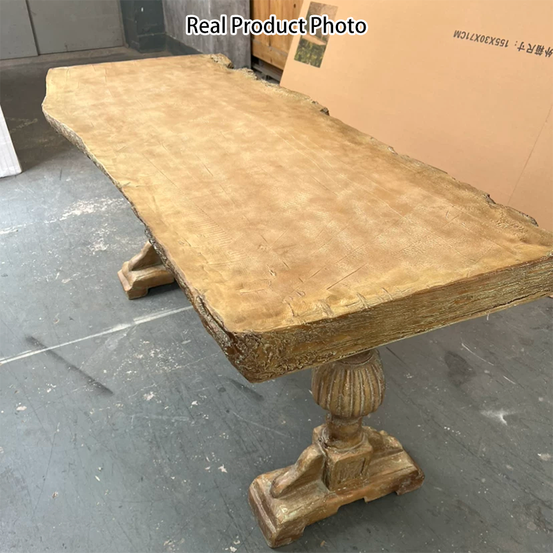 Traditional Vintage Rectangular Magnesium Oxide Outdoor Coffee Table 2-Leg Durable For Garden