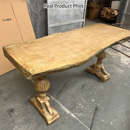 Traditional Vintage Rectangular Magnesium Oxide Outdoor Coffee Table 2-Leg Durable For Garden