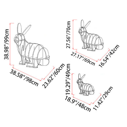 Contemporary Creative Rabbit-Shaped Solid Wood Plywood Bookshelf 5-Shelf For Living Room