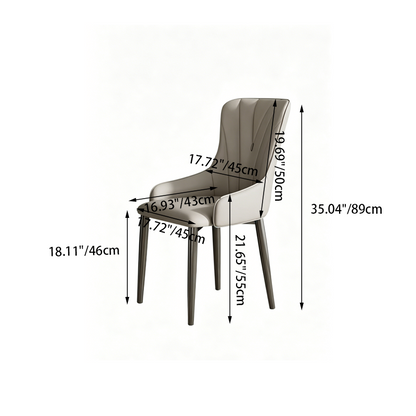 Contemporary Nordic Square Faux Leather Carbon Steel Dining Chair Backrest Armrest For Dining Room & Kitchen