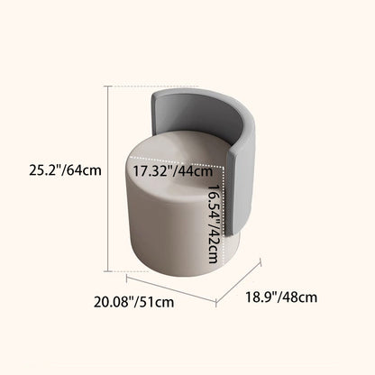 Modern Minimalist Swivel Cylindrical Microfiber Leather Aluminum Alloy Wood Vanity Stool Backrest Armless For Bedroom
