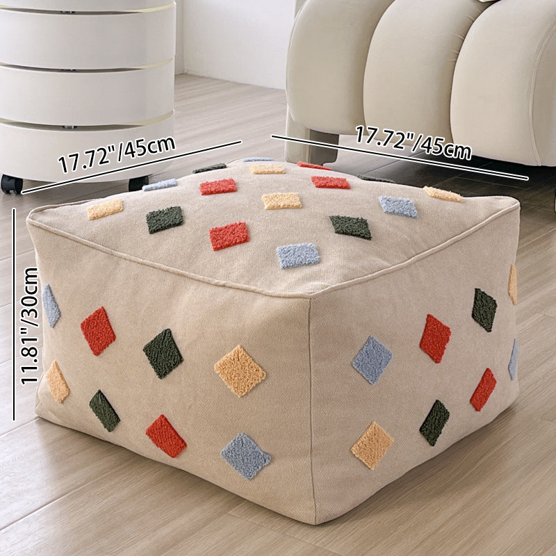 Contemporary Boho Square Polyester EPS Colorful Geometric Low Stool For Living Room