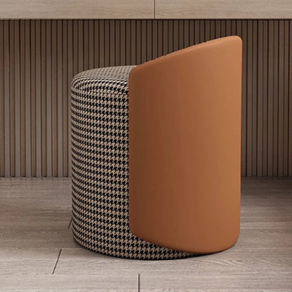 Modern Minimalist Cylindrical Fabric Tech Leather Iron Vanity Stool Backless Armless For Bedroom