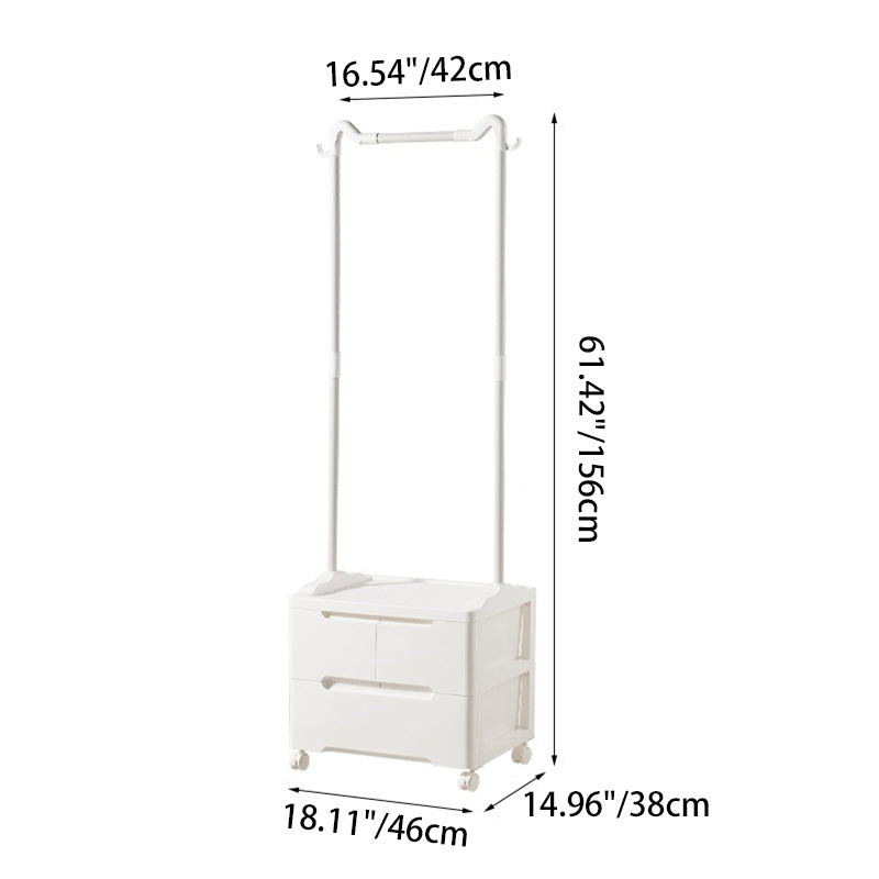 Modern Minimalist Cat Ear Shape Rectangular PP Carbon Steel Movable Storage Cabinet 3-Cabinet For Bedroom