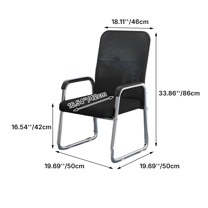 Modern Minimalist Square Mesh Polypropylene Steel Desk Chair Backrest Armrest For Home Office