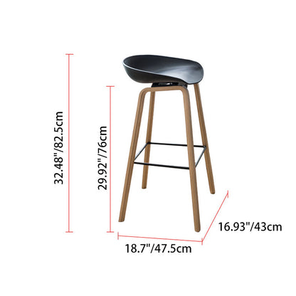 Modern Minimalist Rectangular PP Beech Wood Bar Stool Backless Armless For Dining Room