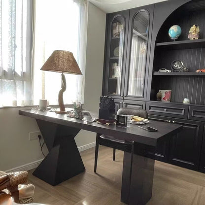 Modern Minimalist Oak & Acrylic Rectangular Desk With Wireless Charging And Outlet For Bedroom & Home Office