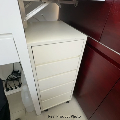 Modern Minimalist MDF Rectangular Rolling Storage Cabinet With 4-5 Drawers For Bedroom & Office