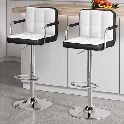 Modern Minimalist Rectangular PU Leather Latex Iron Bar Stool Backrest Armrest For Dining Room