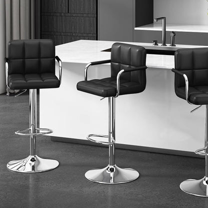 Modern Minimalist Rectangular PU Leather Latex Iron Bar Stool Backrest Armrest For Dining Room