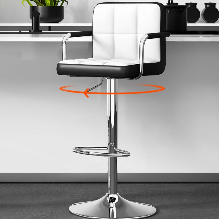 Modern Minimalist Rectangular PU Leather Latex Iron Bar Stool Backrest Armrest For Dining Room