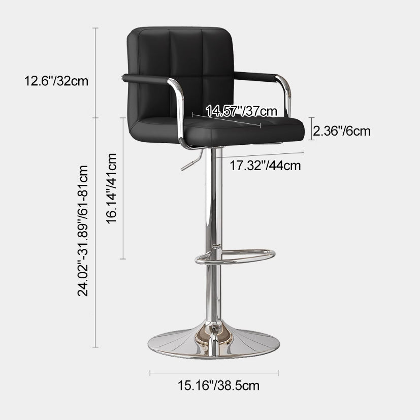 Modern Minimalist Rectangular PU Leather Latex Iron Bar Stool Backrest Armrest For Dining Room