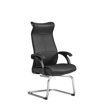 Modern Minimalist Ergonomic Leather Plywood Metal Office Chair Executive Gaming Desk Chair With Headrest Lumbar Support Cantilever Base For Home Office Set Of 2