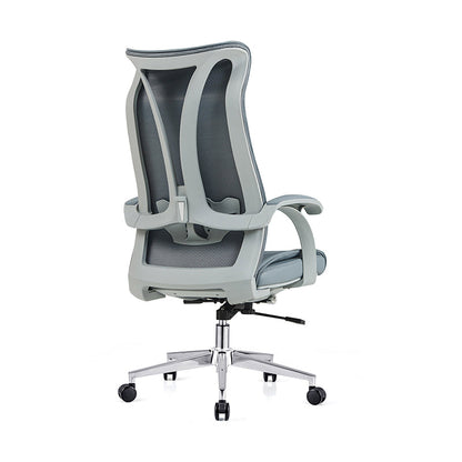 Modern Ergonomic High Back Leather Plywood & Metal Office Chair Executive Swivel Desk Chair With Headrest Lumbar Support Adjustable Rolling Computer Chair