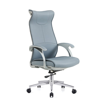 Modern Ergonomic High Back Leather Plywood & Metal Office Chair Executive Swivel Desk Chair With Headrest Lumbar Support Adjustable Rolling Computer Chair