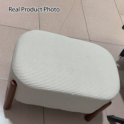 Modern Minimalist Oval Solid Wood Corduroy Teddy Fleece Faux Mink Fur Yarn Sponge Low Stool Backless Armless For Hallway