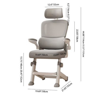 Modern Minimalist PP Mesh Fabric Rounded Ergonomic Desk Chair With Adjustable Armrests Height Adjustment & Headrest For Home Office