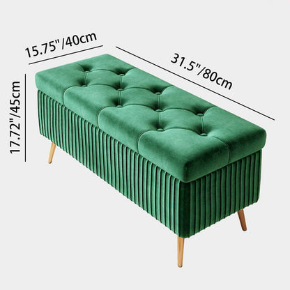 Modern Luxury Rectangular Solid Wood Frame Foam Velvet Bench 1-Storage For Entryway