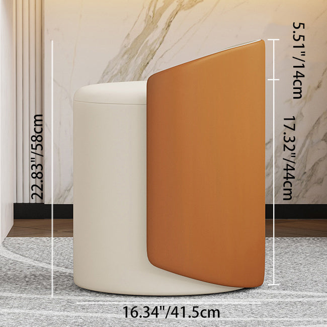 Modern Minimalist Cylindrical Fabric Tech Leather Iron Vanity Stool Backless Armless For Bedroom