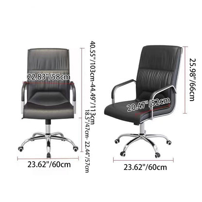 Modern Minimalist Rectangular Faux Leather Steel Desk Chair Backrest Armrest For Home Office