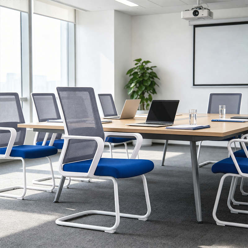 Modern Minimalist Blue Commercial Mesh Office Chair - Breathable Lumbar Support Desk Chair For Home Office