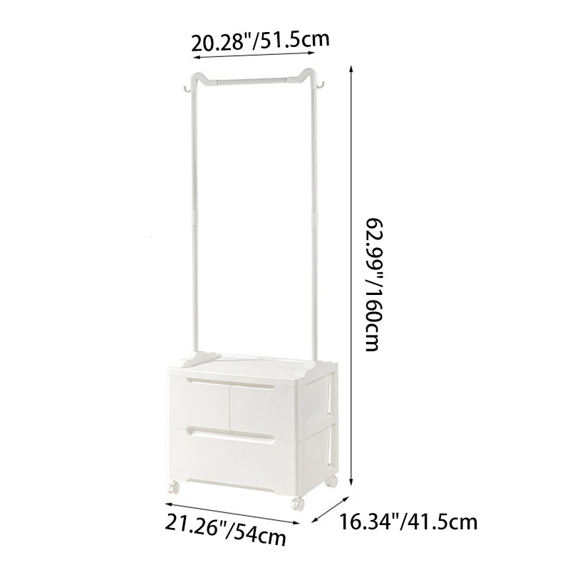 Modern Minimalist Cat Ear Shape Rectangular PP Carbon Steel Movable Storage Cabinet 3-Cabinet For Bedroom