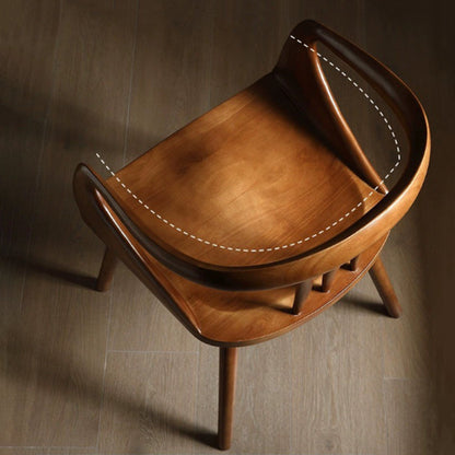 Traditional Vintage Rubberwood Solid Wood Dining Chair Backrest Armrests For Dining Room